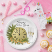 ハッピーニューイヤークロック ペーパープレート (パーティー)