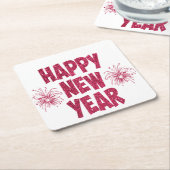 ハッピーニューイヤーグリッター スクエアペーパーコースター (アングル)