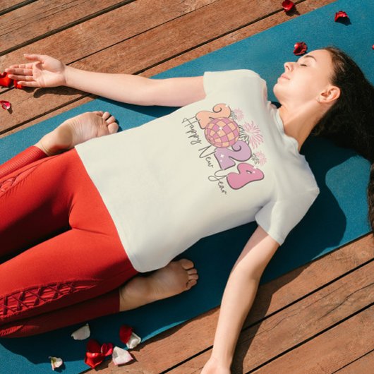 ハッピーニューイヤーグルーヴレトロタイポグラフィ Tシャツ