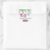 ハッピーニューイヤーシックな水彩装飾 スクエアシール (バッグ)