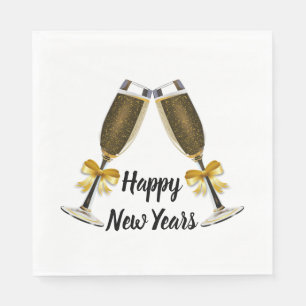 ハッピーニューイヤーシャンパングラス スタンダードランチョンナプキン