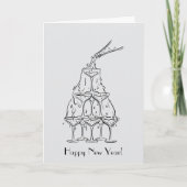 ハッピーニューイヤーシャンパンタワーグリーティング カード (正面)