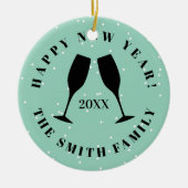 ハッピーニューイヤーシャンパンフルート応援カスタム セラミックオーナメント (正面)