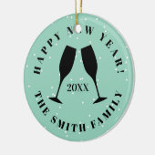 ハッピーニューイヤーシャンパンフルート応援カスタム セラミックオーナメント (左)