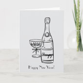 ハッピーニューイヤーシャンパンボトルグリーティング カード (正面)