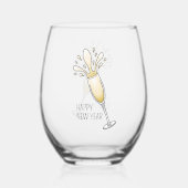 ハッピーニューイヤーシャンパン ステムなしワイングラス (裏面)