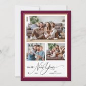 ハッピーニューイヤーシンプルスエレガントスクリプト3枚 シーズンカード (正面)
