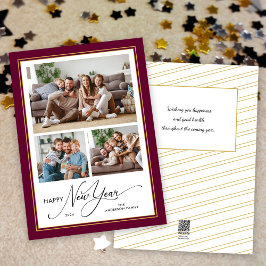 ハッピーニューイヤーシンプルスエレガントスクリプト3枚 シーズンカード