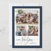ハッピーニューイヤーシンプルスエレガントスクリプト3枚 シーズンカード (正面)