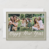 ハッピーニューイヤーシンプルスクリプト書道3枚の写真 シーズンカード (正面)
