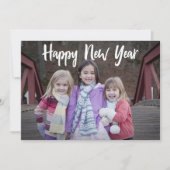 ハッピーニューイヤーシンプルタイポグラフィホワイトモダン シーズンカード (正面)