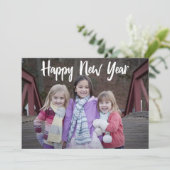 ハッピーニューイヤーシンプルタイポグラフィホワイトモダン シーズンカード (スタンド正面)