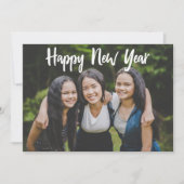 ハッピーニューイヤーシンプルフォトホワイトスクリプトオーバーレイ シーズンカード (正面)