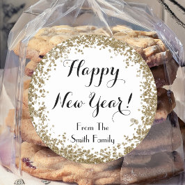 ハッピーニューイヤーシンプル金ゴールドとホワイト ラウンドシール