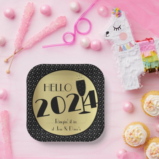 ハッピーニューイヤースクエア ペーパープレート (パーティー)