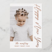 ハッピーニューイヤースクリプトツー写真ローズゴールド 箔シーズンカード (正面)