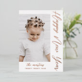 ハッピーニューイヤースクリプトツー写真ローズゴールド 箔シーズンカード (立ち正面)