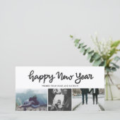 ハッピーニューイヤースクリプト3枚のフォトコラージュモダン シーズンカード (スタンド正面)
