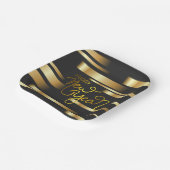 ハッピーニューイヤーストライプの金ゴールド ペーパープレート (傾斜あり)