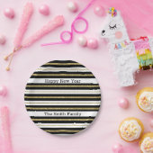 ハッピーニューイヤーストライプズ ペーパープレート (パーティー)