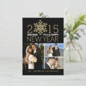 ハッピーニューイヤースノーフレークホリデイトリフォトコラージュ シーズンカード (スタンド正面)