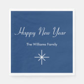 ハッピーニューイヤースノーフレークレトロブルー スタンダードランチョンナプキン (正面)