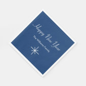 ハッピーニューイヤースノーフレークレトロブルー スタンダードランチョンナプキン (角)