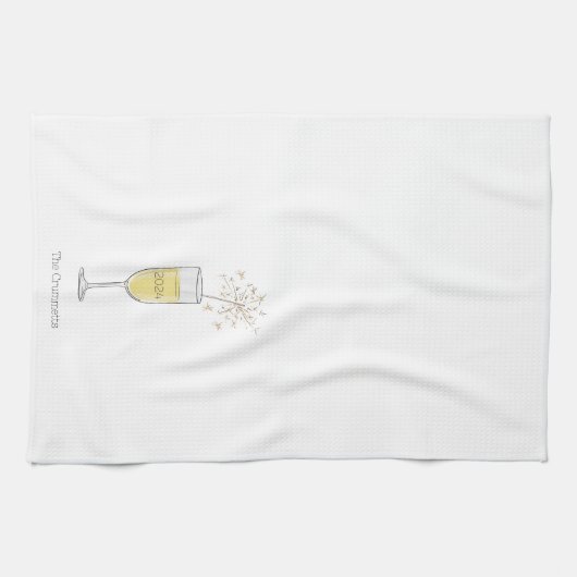 ハッピーニューイヤーズイブパーティーシャンパーニュカスタムー キッチンタオル (横)