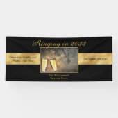 ハッピーニューイヤーズイブ乾杯フェスティブブラックゴールド 横断幕 (横)