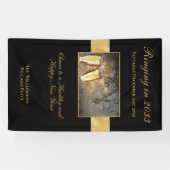 ハッピーニューイヤーズイブ応援フェスティバルブラック金ゴールド 横断幕 (横)