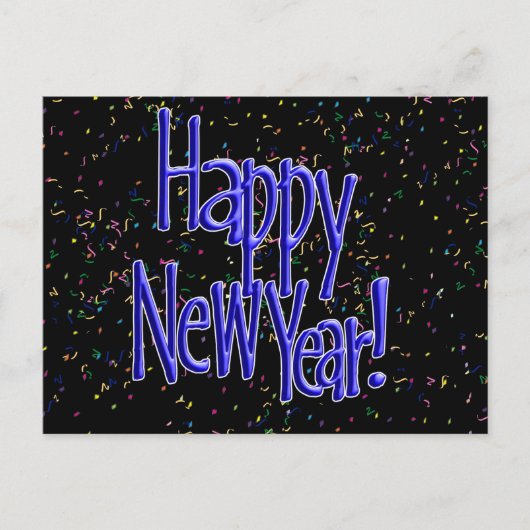 ハッピーニューイヤーズブルー文字 シーズンポストカード (正面)