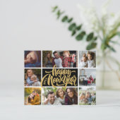 ハッピーニューイヤータイポグラフィフォトコラージポストカード ポストカード (スタンド正面)