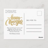 ハッピーニューイヤータイポグラフィフォトコラージポストカード ポストカード (裏面)