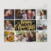 ハッピーニューイヤータイポグラフィフォトコラージポストカード ポストカード (正面)