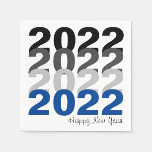 ハッピーニューイヤータイポグラフィペーパーナプキン スタンダードカクテルナプキン