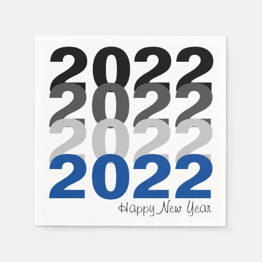 ハッピーニューイヤータイポグラフィペーパーナプキン スタンダードカクテルナプキン (正面)