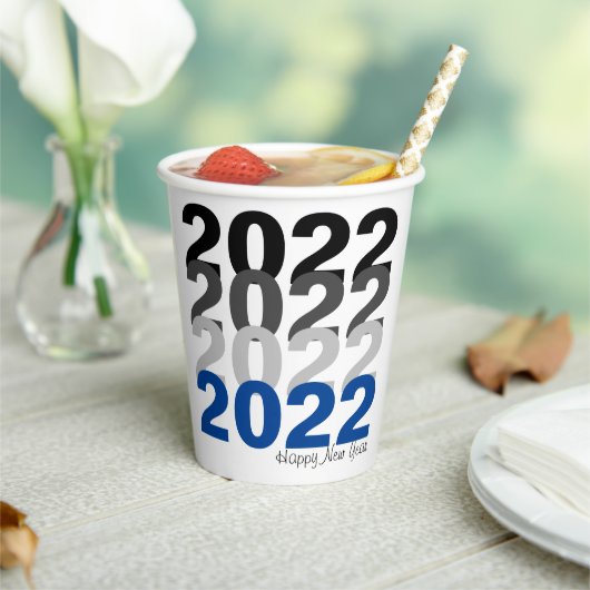 ハッピーニューイヤータイポグラフィ紙カップ 紙コップ (インサイチュ)