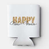 ハッピーニューイヤータイポグラフィ金ゴールドレター新年アート 缶クーラー (裏面)