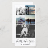 ハッピーニューイヤータイポグラフィ5枚フォトコラージュ シーズンカード (正面/裏面)