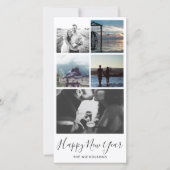 ハッピーニューイヤータイポグラフィ5枚フォトコラージュ シーズンカード (正面)