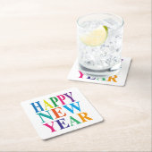 ハッピーニューイヤータイポグラフィ スクエアペーパーコースター (インサイチュ)