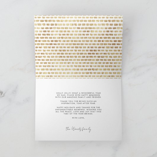 ハッピーニューイヤートレンディーブラックフォントファミリーフォト シーズンカード (内部)