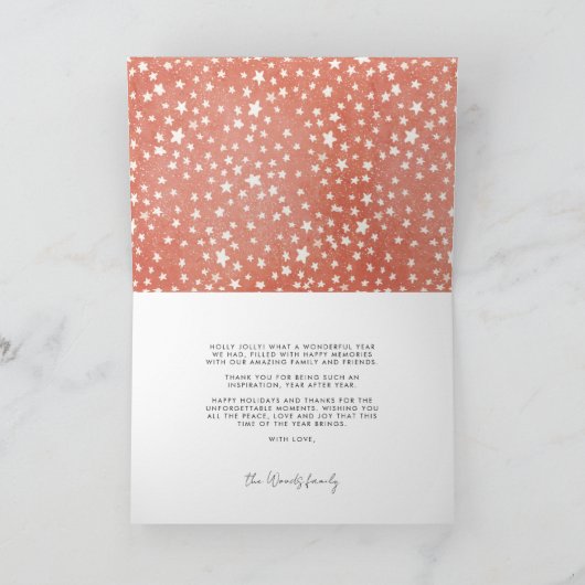 ハッピーニューイヤートレンディー白いフォント写真 シーズンカード (内部)