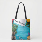 ハッピーニューイヤートート抱き枕ホリデークッキーブルー トートバッグ (正面)