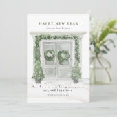 ハッピーニューイヤーハウスフロントドアウィンタースノー シーズンカード (スタンド正面)