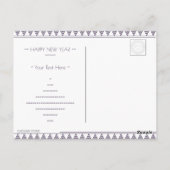 ハッピーニューイヤーバイオレットグリーンパープルフローラアールデコ ポストカード (裏面)