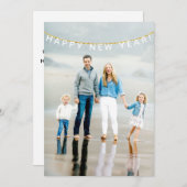 ハッピーニューイヤーバナーフォトフラットホリデーカード シーズンカード (正面/裏面)