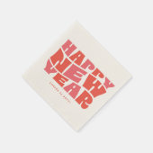 ハッピーニューイヤーパーティーおもしろいトレンディーレトロピンクレッド スタンダードカクテルナプキン (角)