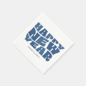 ハッピーニューイヤーパーティーおもしろいトレンディーレトロブルー スタンダードカクテルナプキン (角)