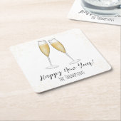 ハッピーニューイヤーパーティーシャンパンウォーター色パーティー スクエアペーパーコースター (アングル)